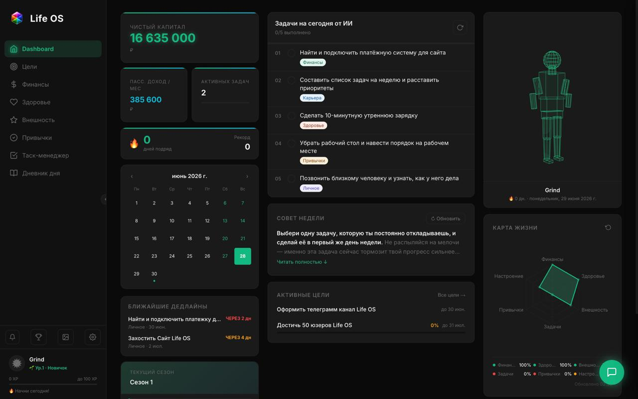 Life OS — интерфейс приложения